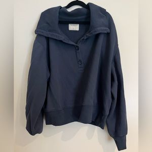 Abercrombie Cropped Slouchy Sweater with Henley Buttons and Collar